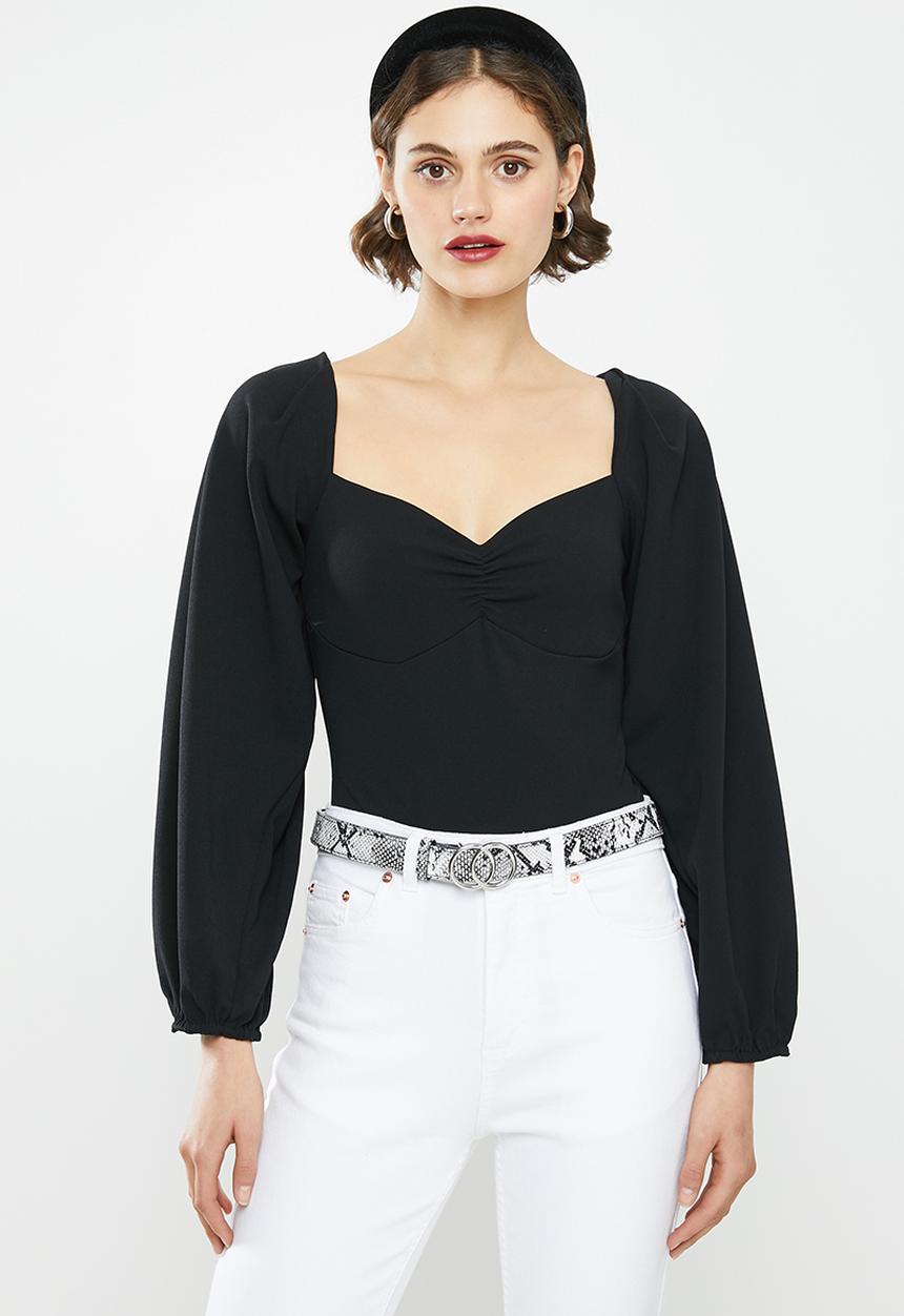 Missguided - Extreme puff sleeve bodysuit - black