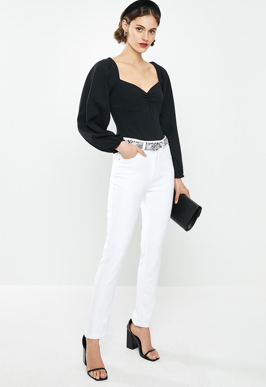 Missguided - Extreme puff sleeve bodysuit - black