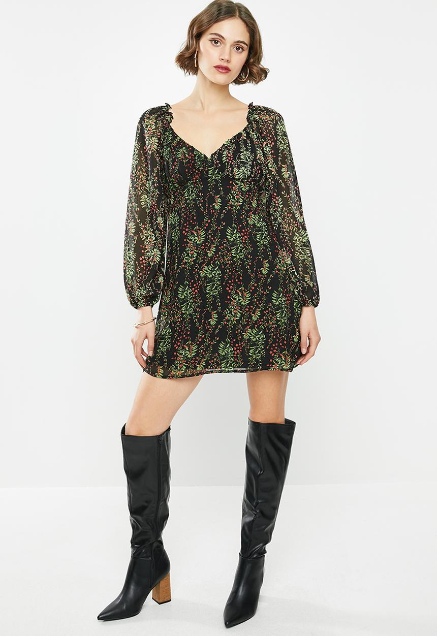 Missguided - Milkmaid skater dress floral - multi 