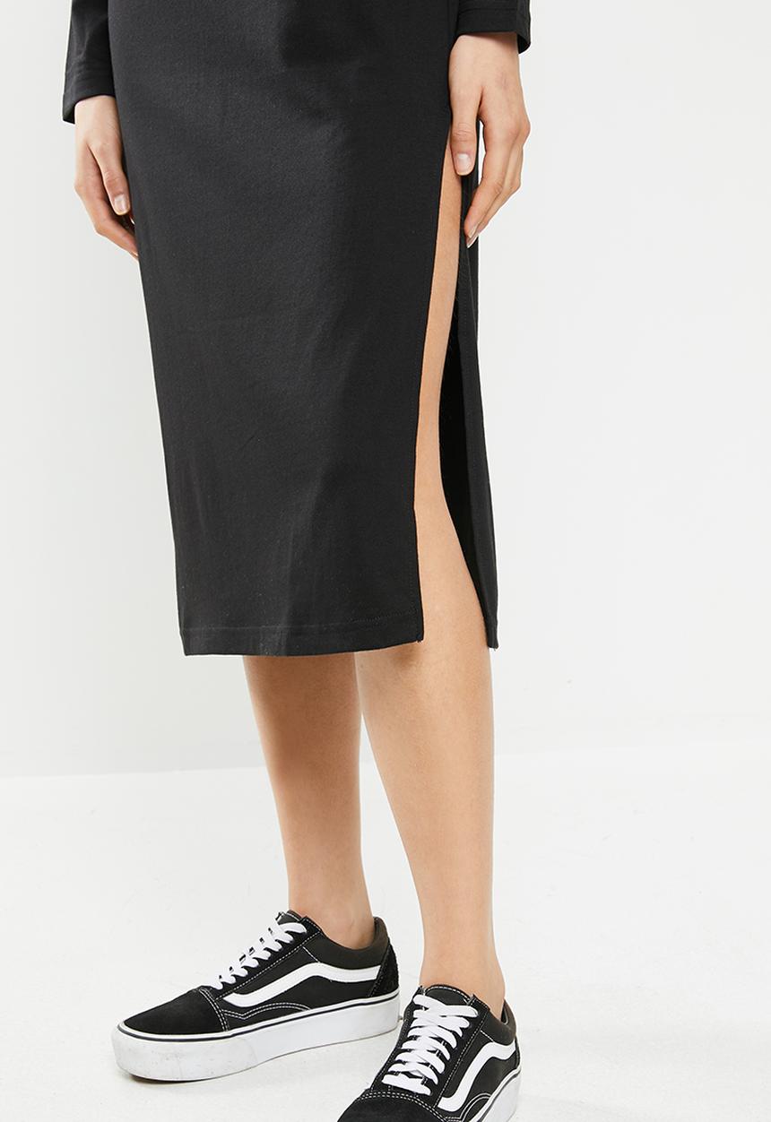 Missguided - Basic T-shirt dress midi - black