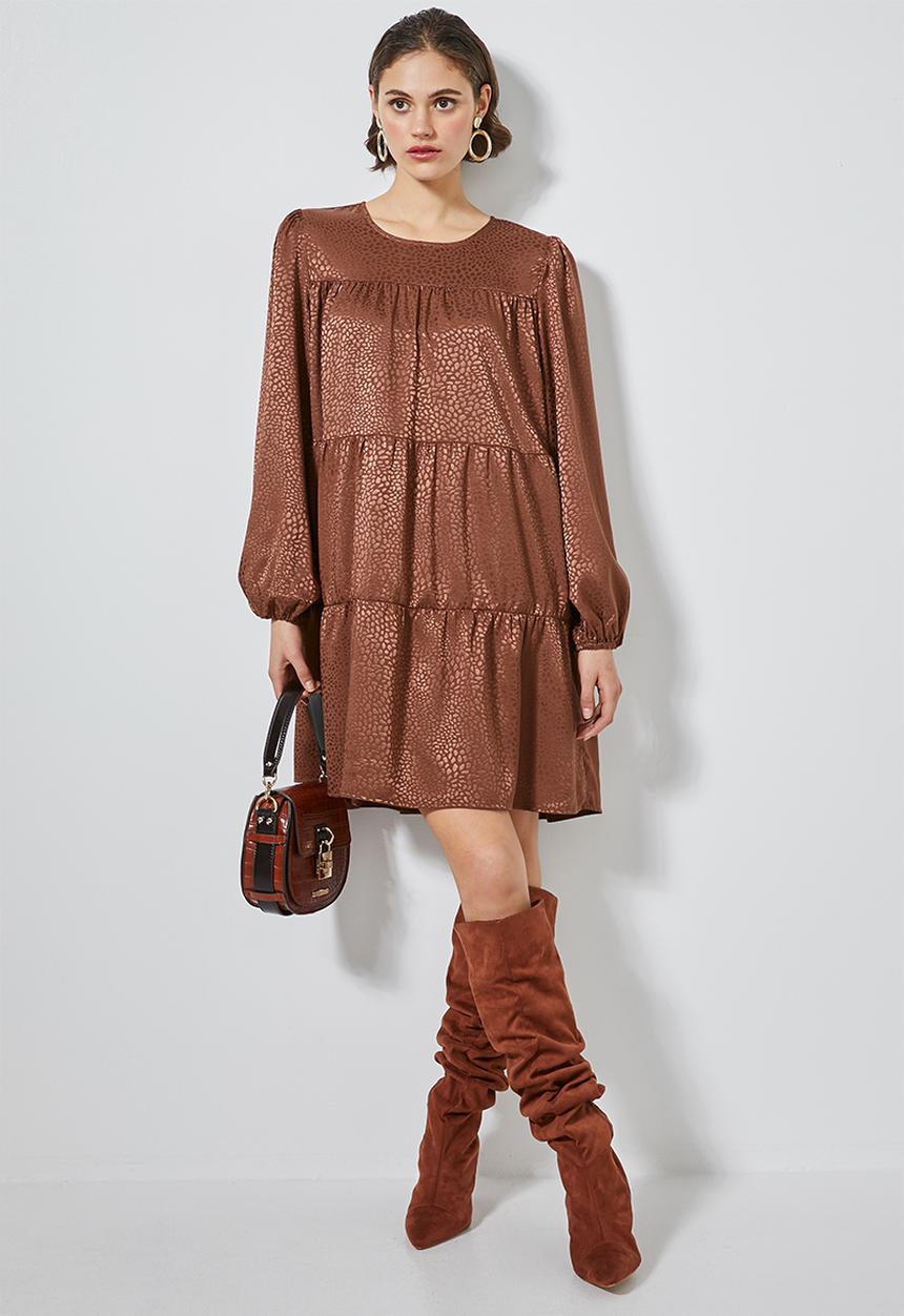 Superbalist - Tiered babydoll dress - tobacco