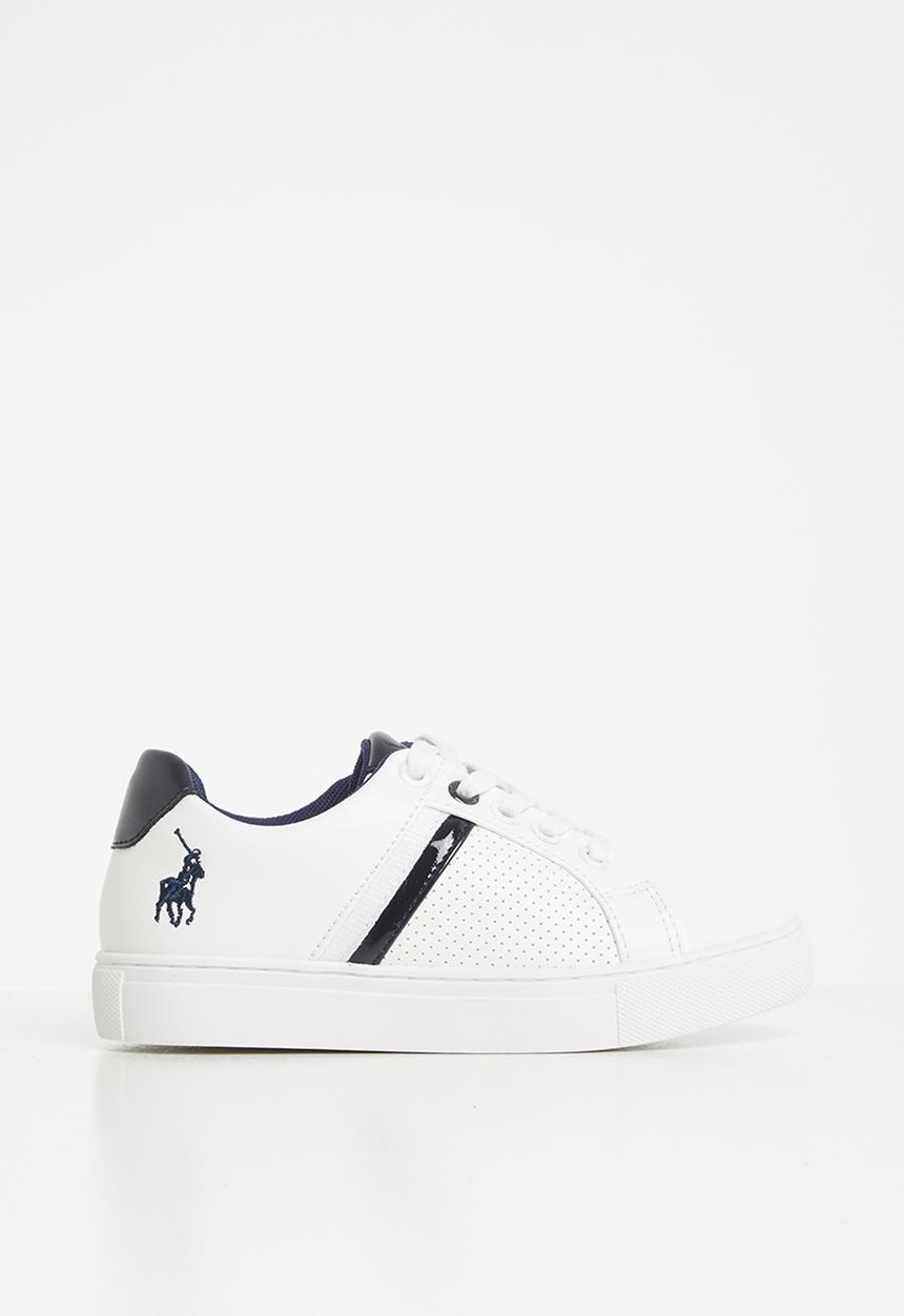 POLO - Boys sebastian pin punch lace up sneaker - white