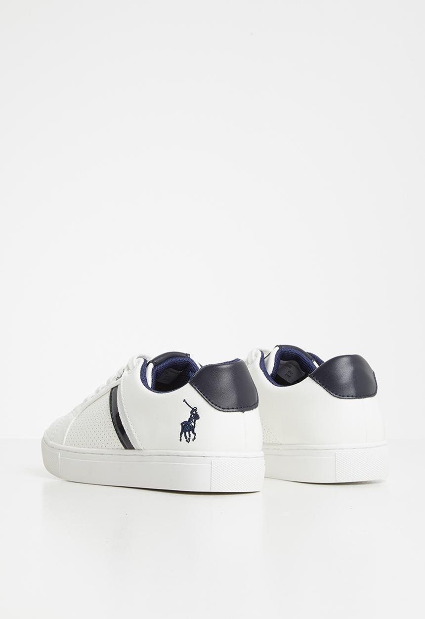 POLO - Boys sebastian pin punch lace up sneaker - white