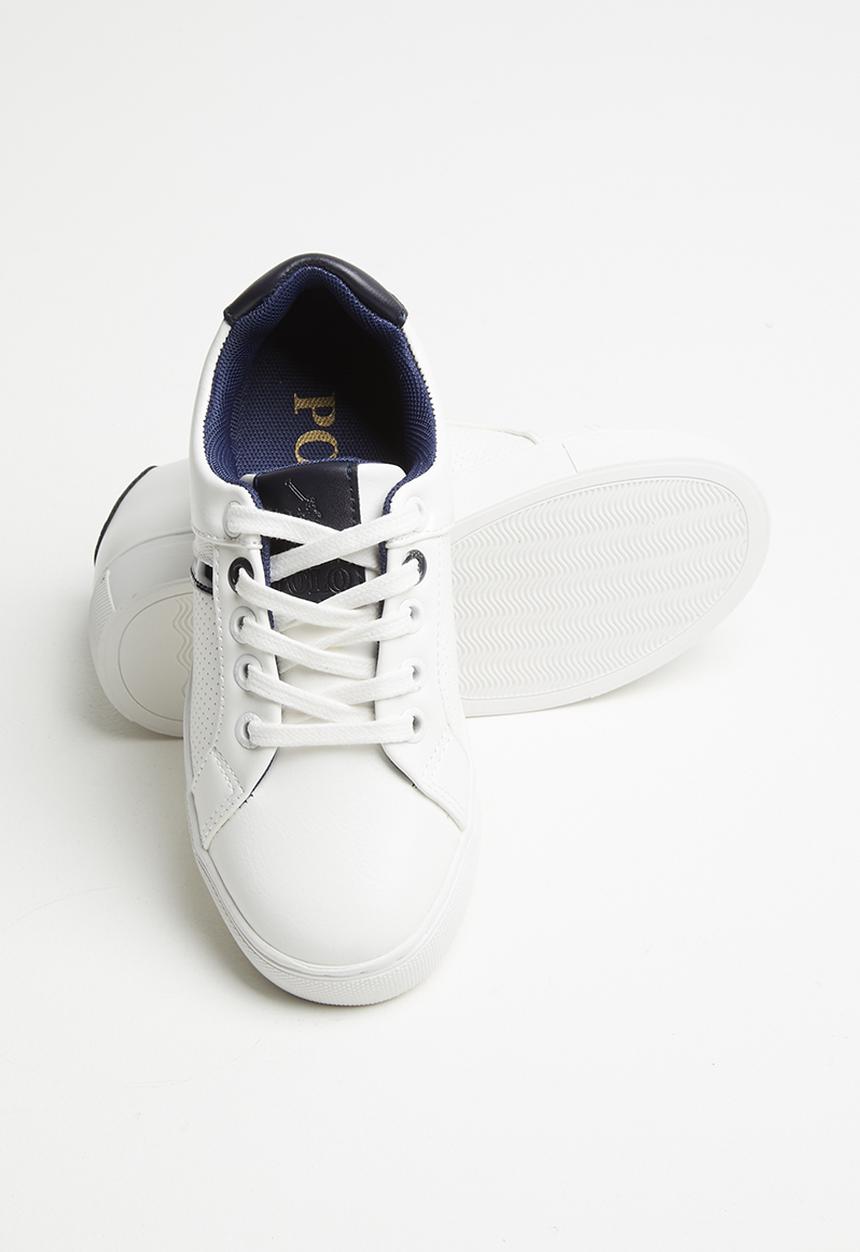 POLO - Boys sebastian pin punch lace up sneaker - white
