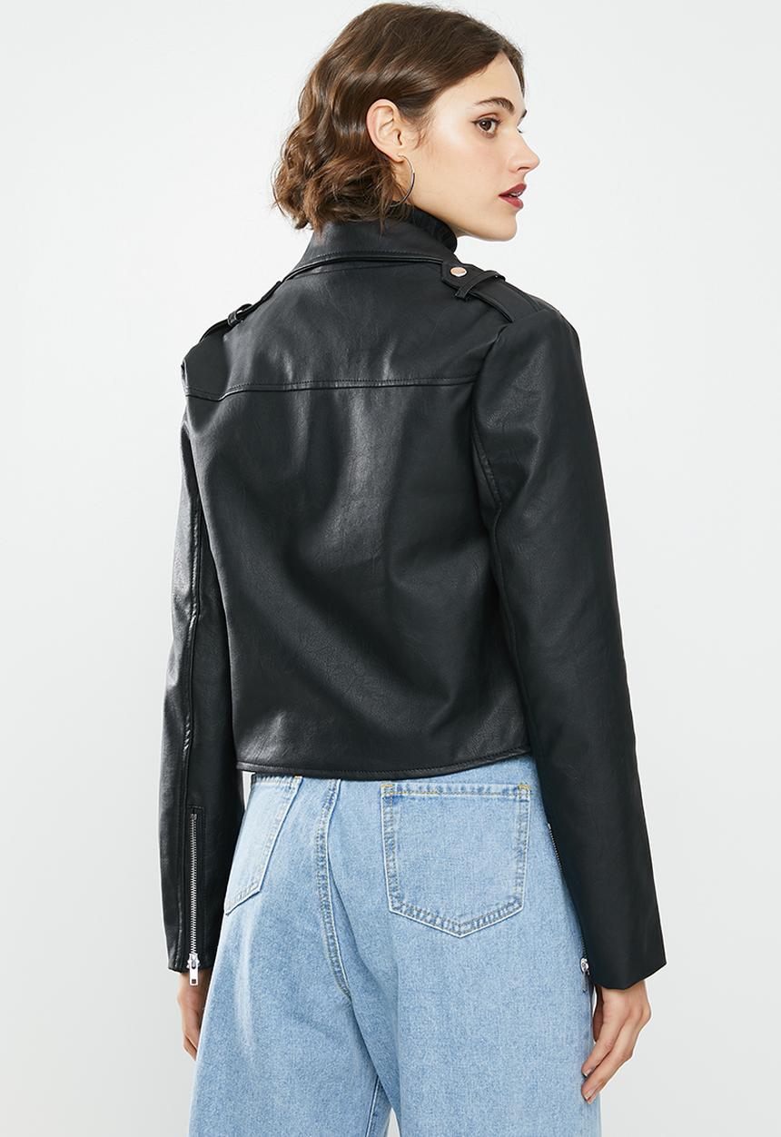Missguided - Ultimate boxy biker jacket - black