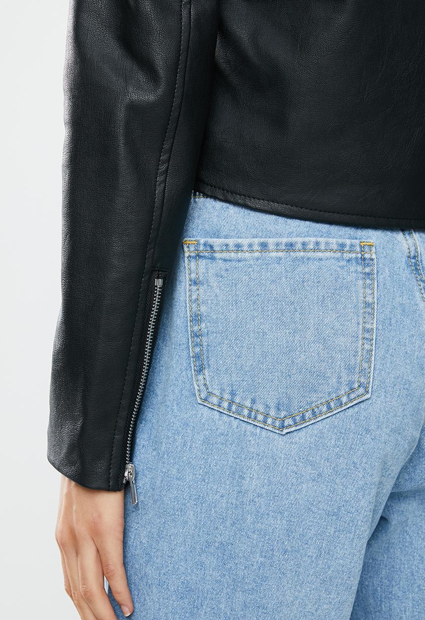 Missguided - Ultimate boxy biker jacket - black