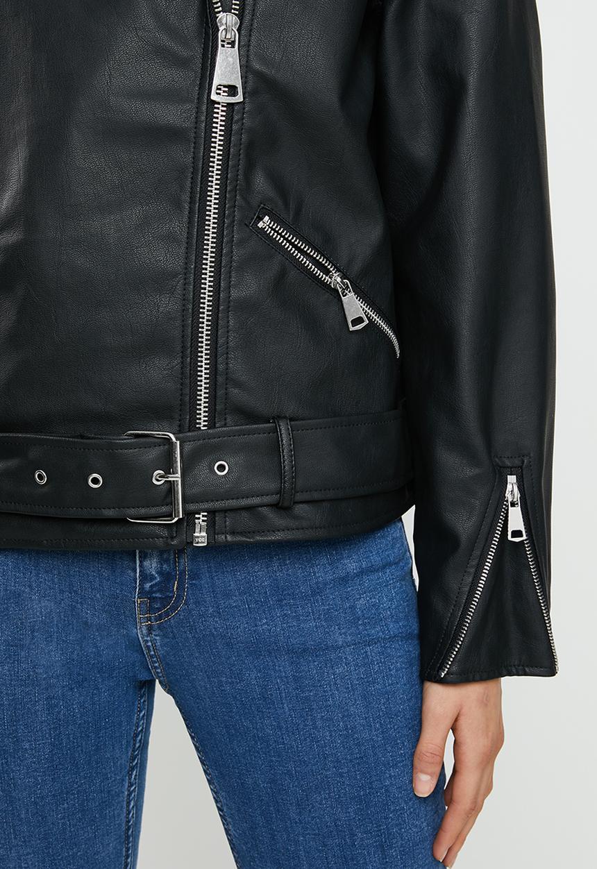 Missguided - Boyfriend biker jacket - black