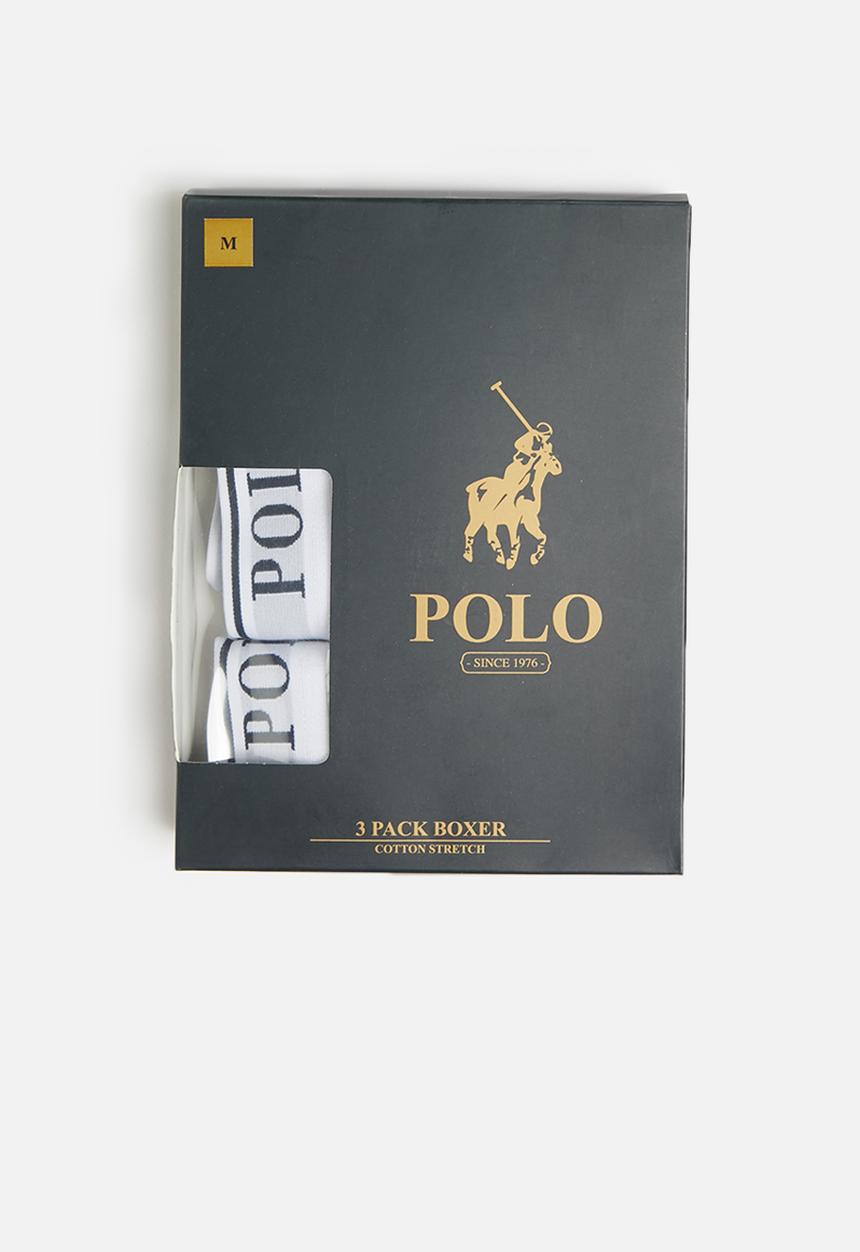 POLO - Classic knit boxer 3 pack - white & navy