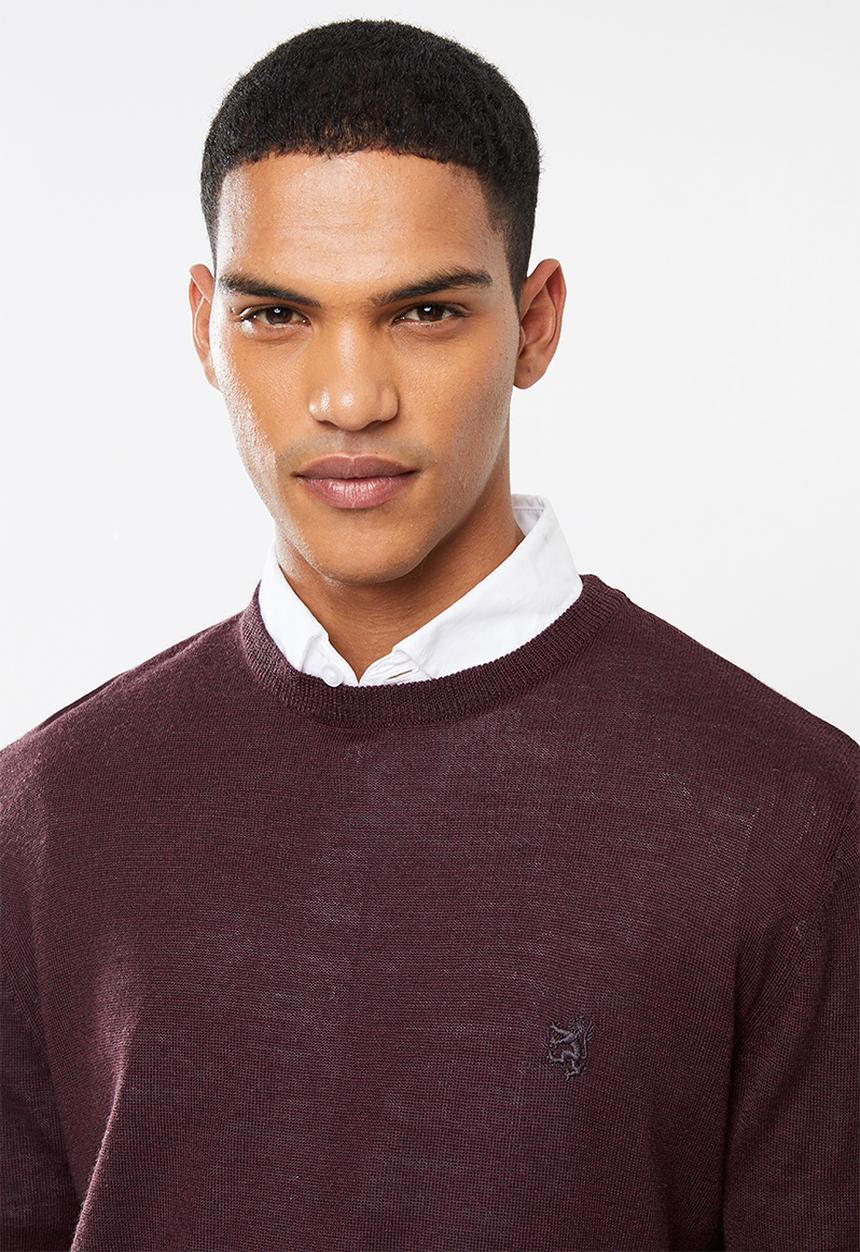 Pringle of Scotland - Peter round neck knit - burgundy