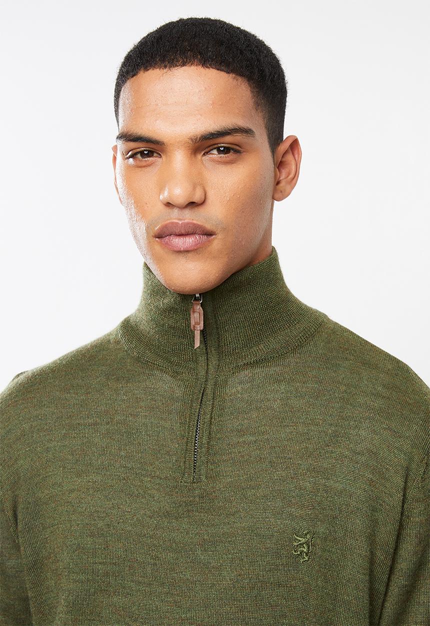 Pringle of Scotland - Peter 1/4 zip knit - khaki