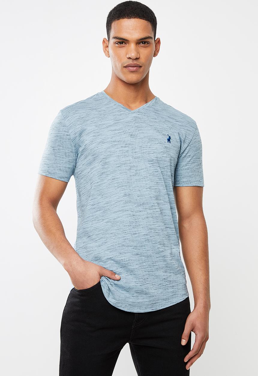 POLO - Oliver v neck space dye - blue