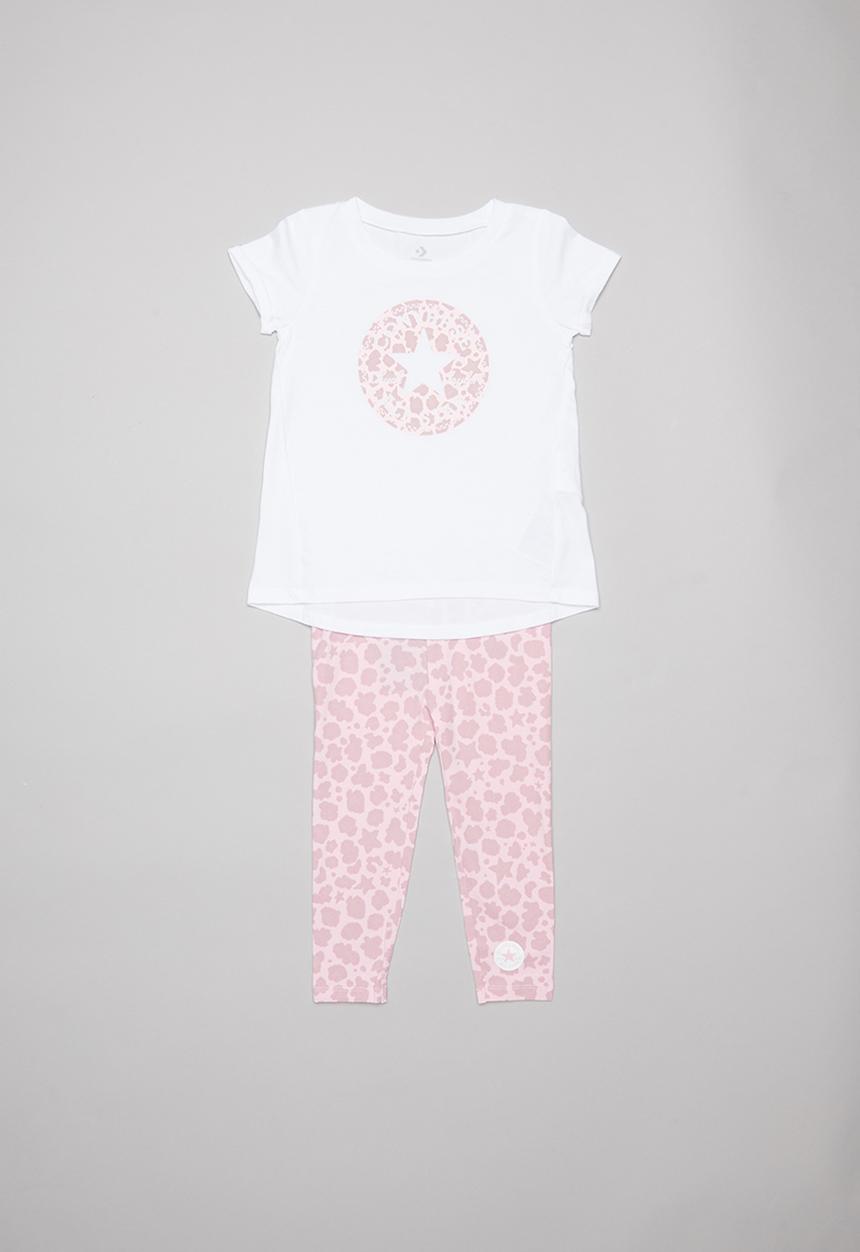 Converse - Converse leopard  legging set & peplum - pink & white 