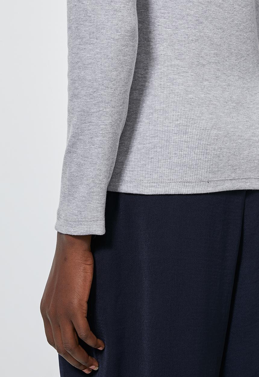 Superbalist - Stretch rib polo neck top - grey 