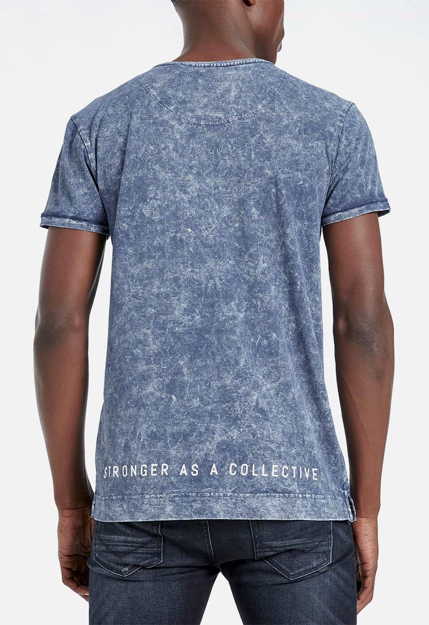 S.P.C.C - Clark white wash side slit logo tee - blue