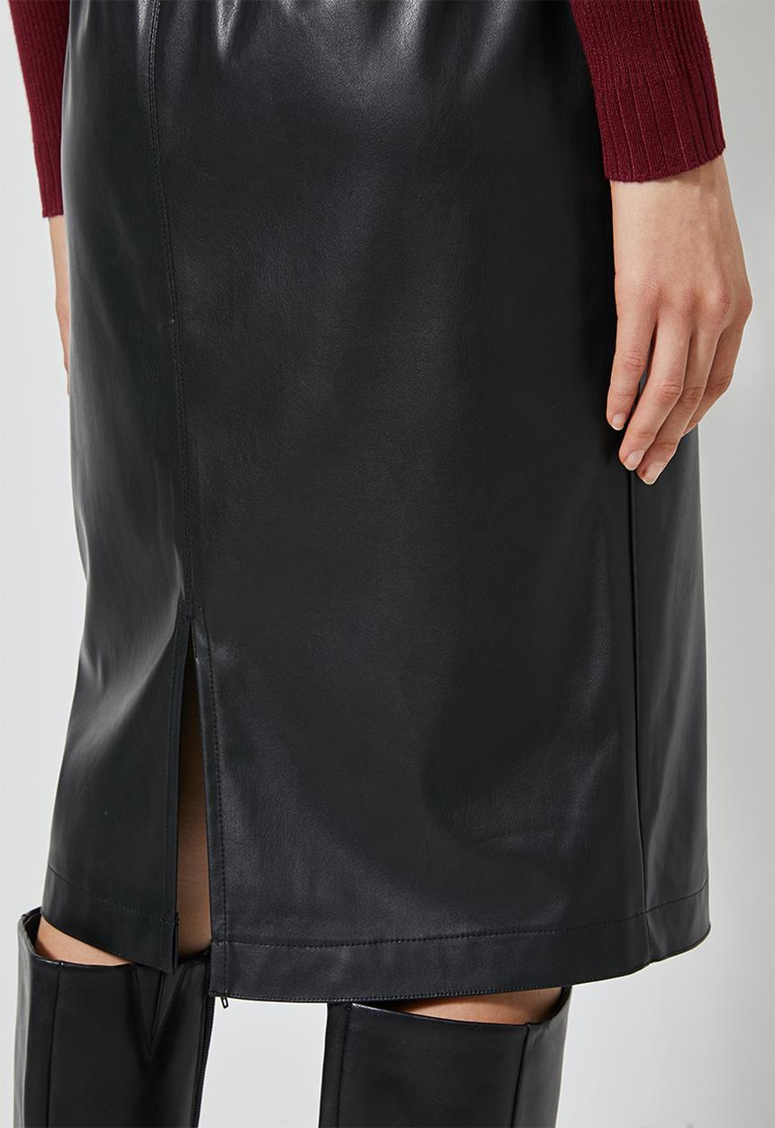 Superbalist - Faux leather paperbag pencil skirt - black