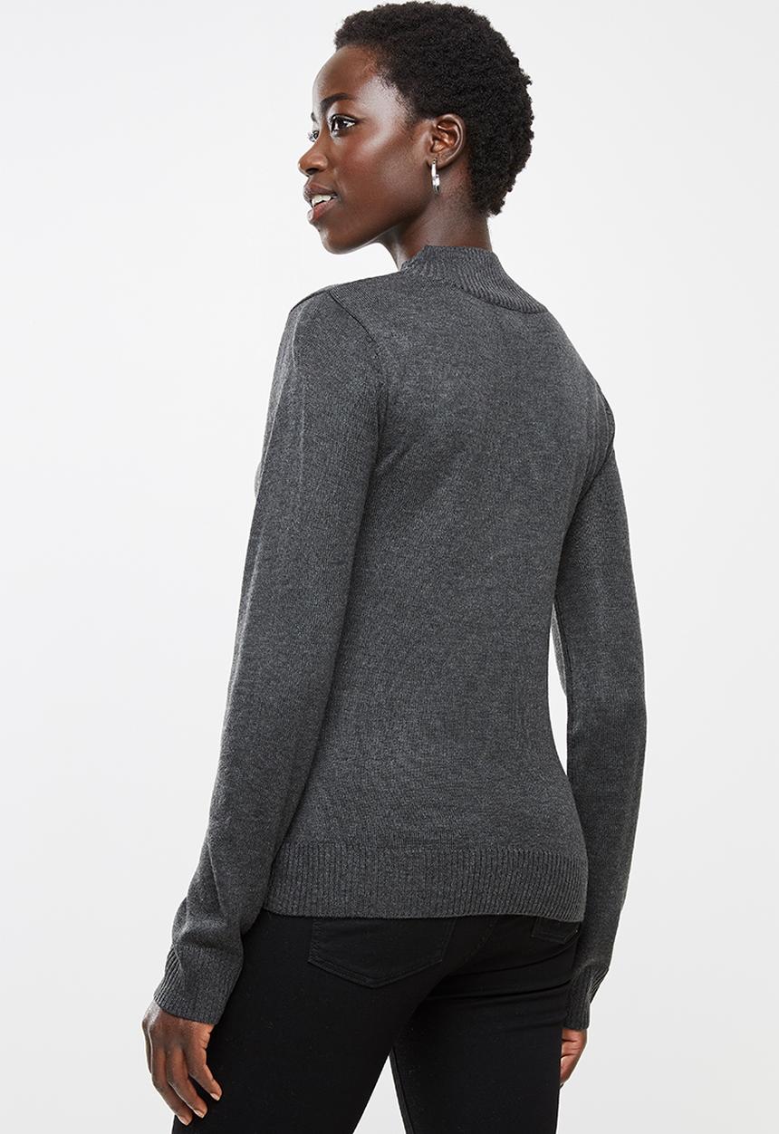 edit - Basic knit polo-neck - grey