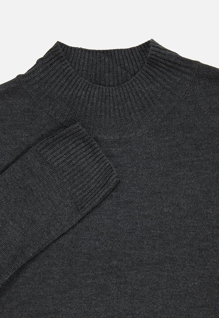 edit - Basic knit polo-neck - grey