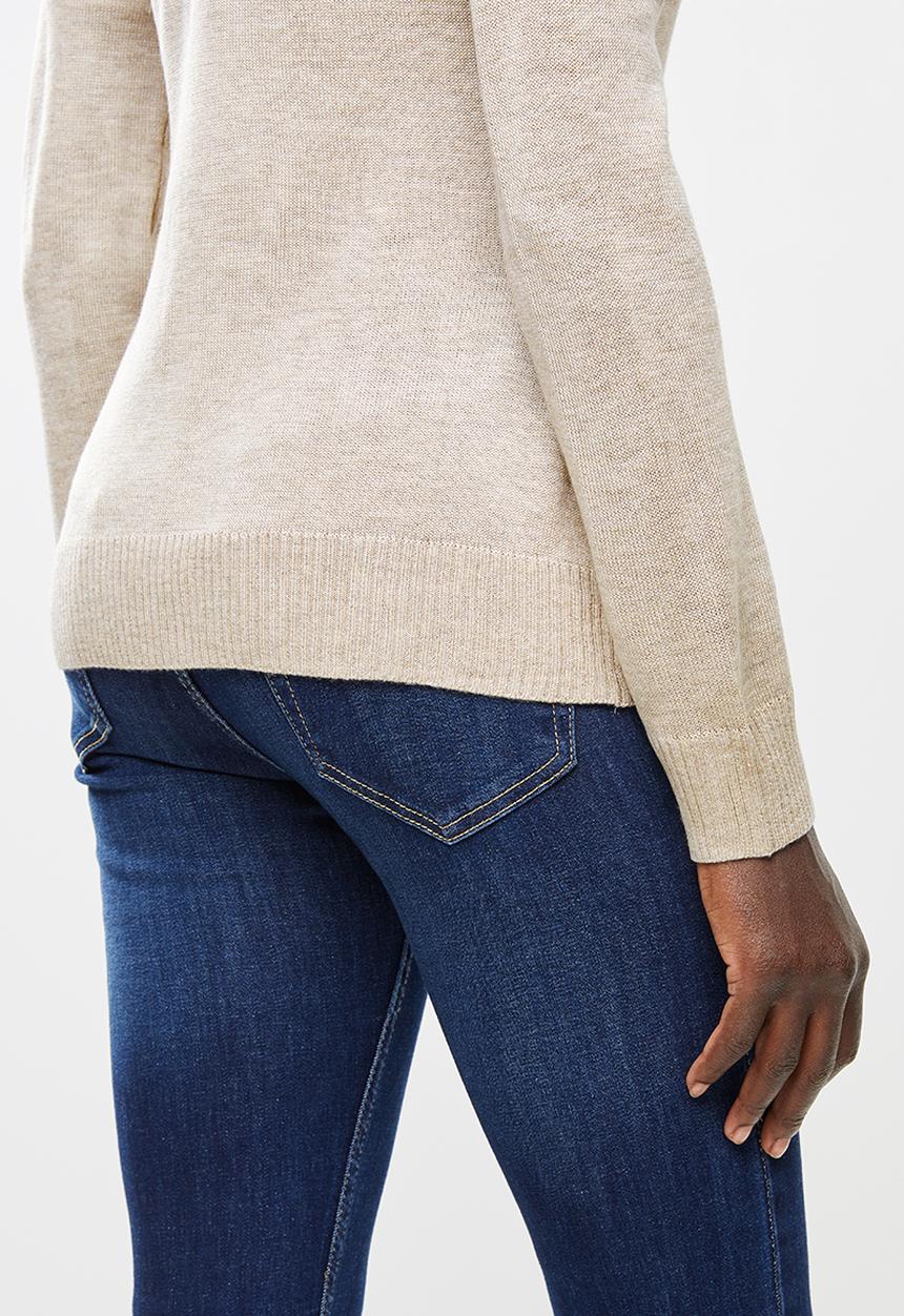 edit - Basic knit polo-neck - beige