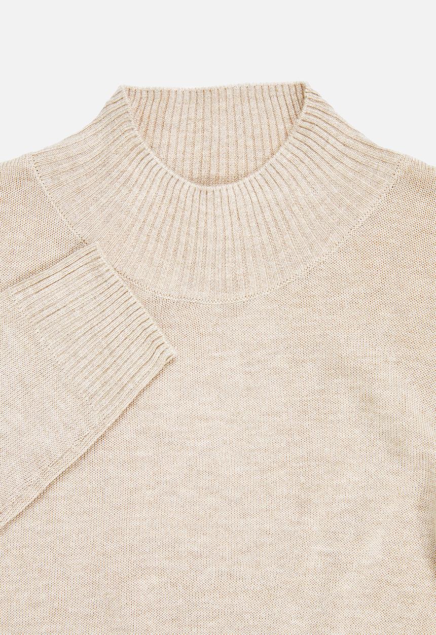edit - Basic knit polo-neck - beige