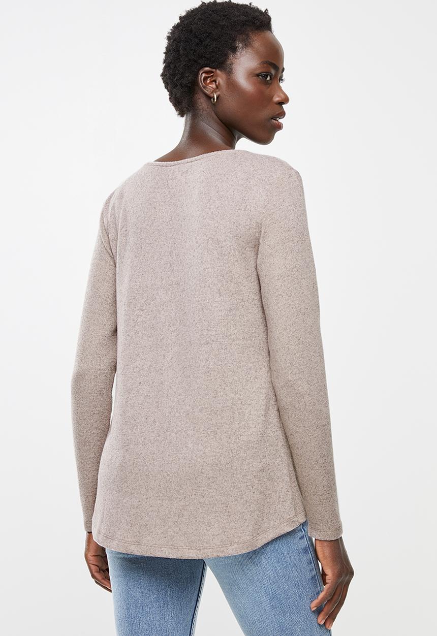 edit - Cowl neck cut & sew top - pink