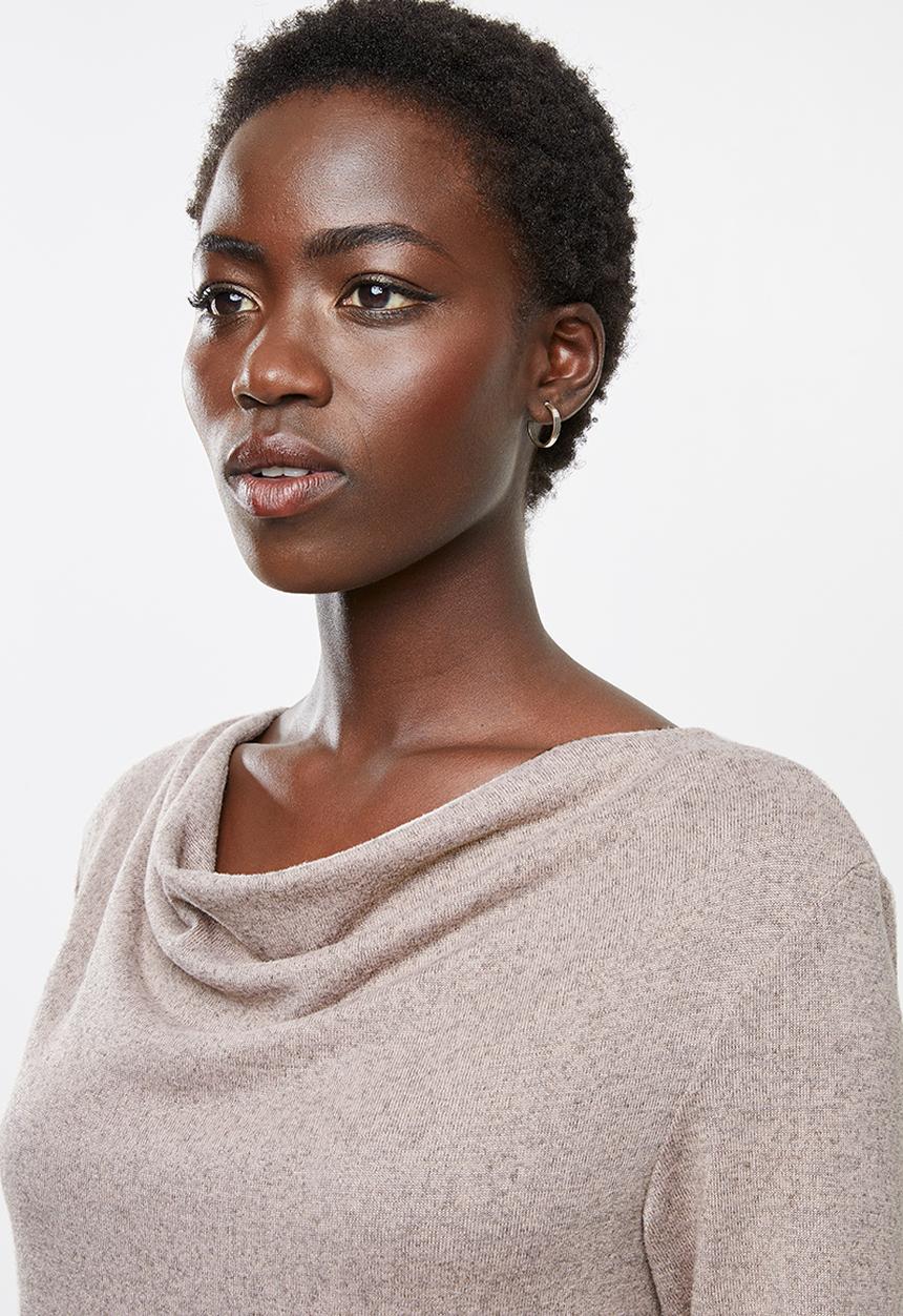edit - Cowl neck cut & sew top - pink