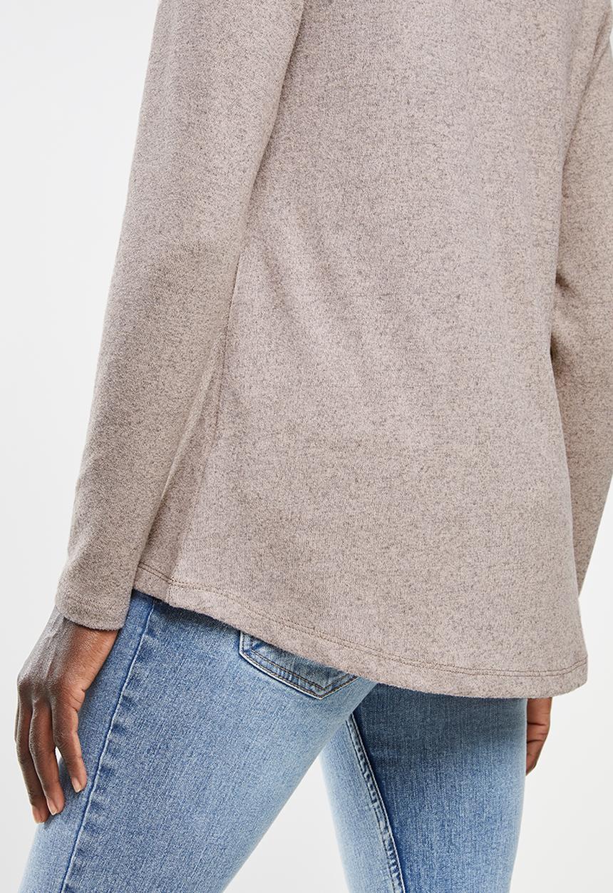 edit - Cowl neck cut & sew top - pink
