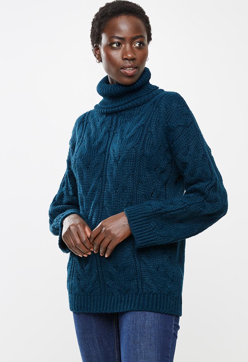 edit - Chunky cabled jumper - navy