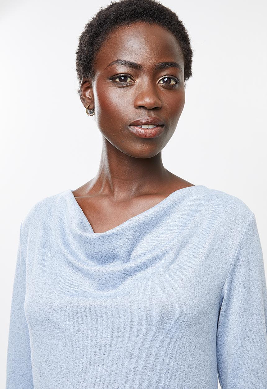 edit - Cowl neck cut & sew top - blue
