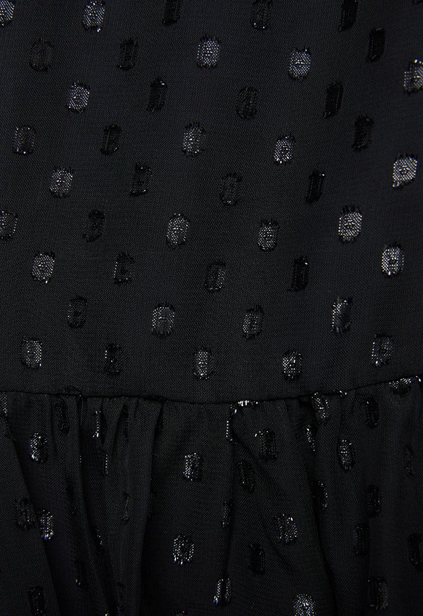 edit - Metallic dobby tiered dress - black