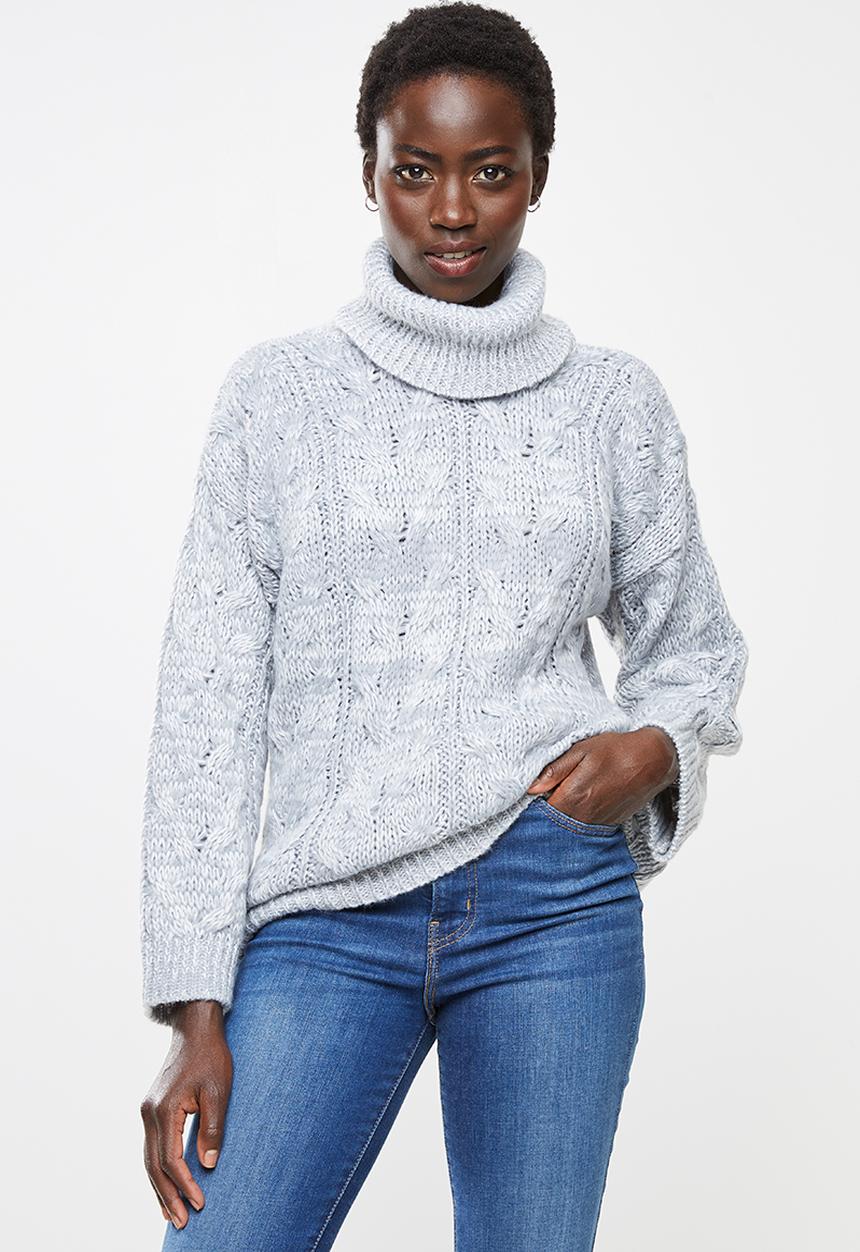 edit - Chunky cabled jumper - grey melange