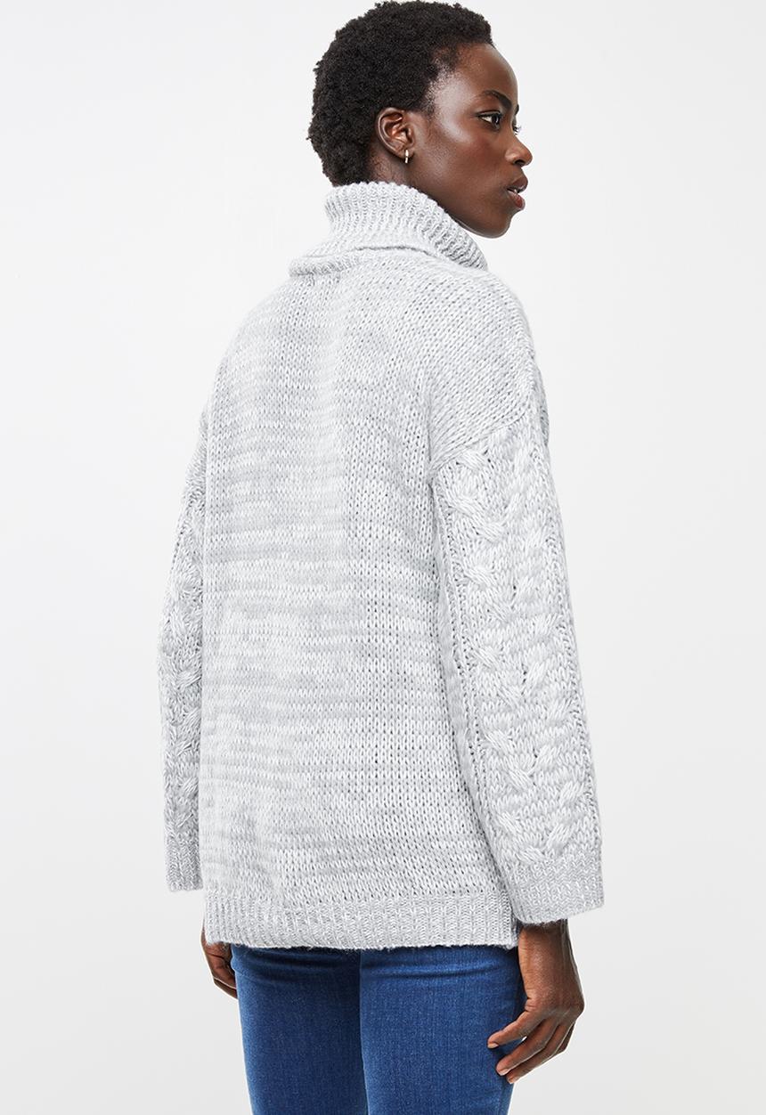 edit - Chunky cabled jumper - grey melange