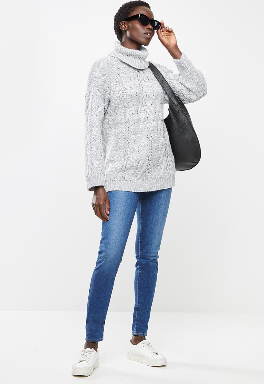 edit - Chunky cabled jumper - grey melange