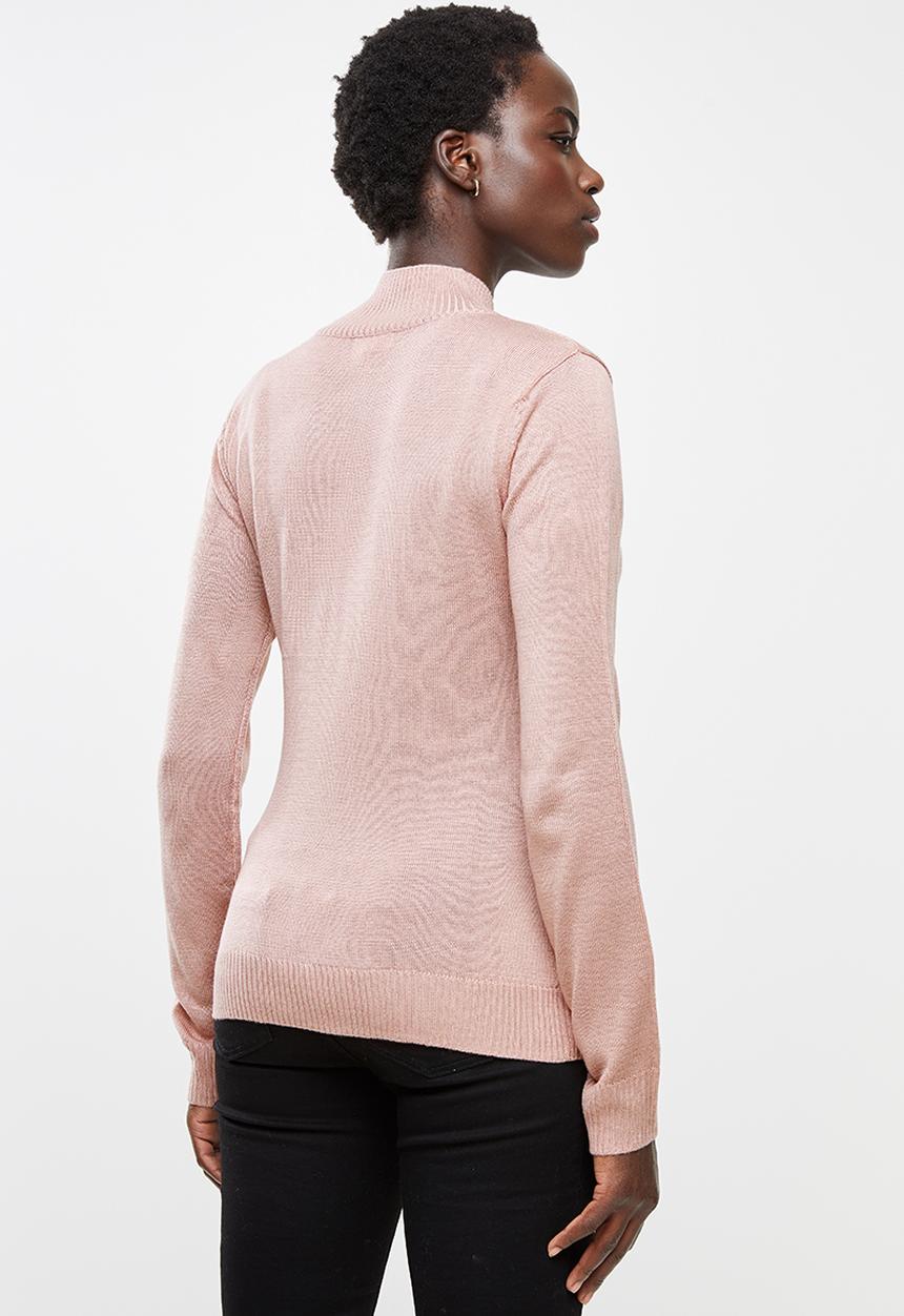 edit - Basic knit poloneck - dusty pink