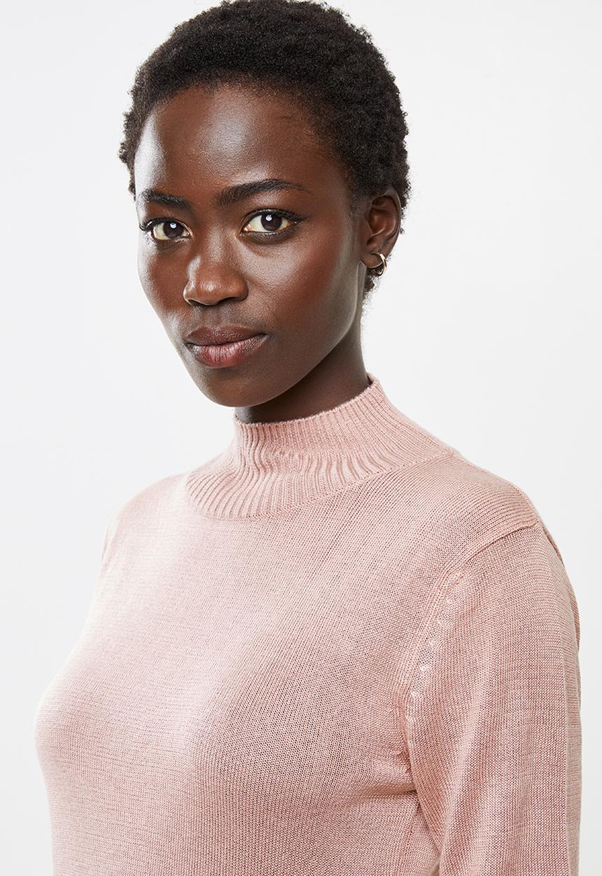edit - Basic knit poloneck - dusty pink