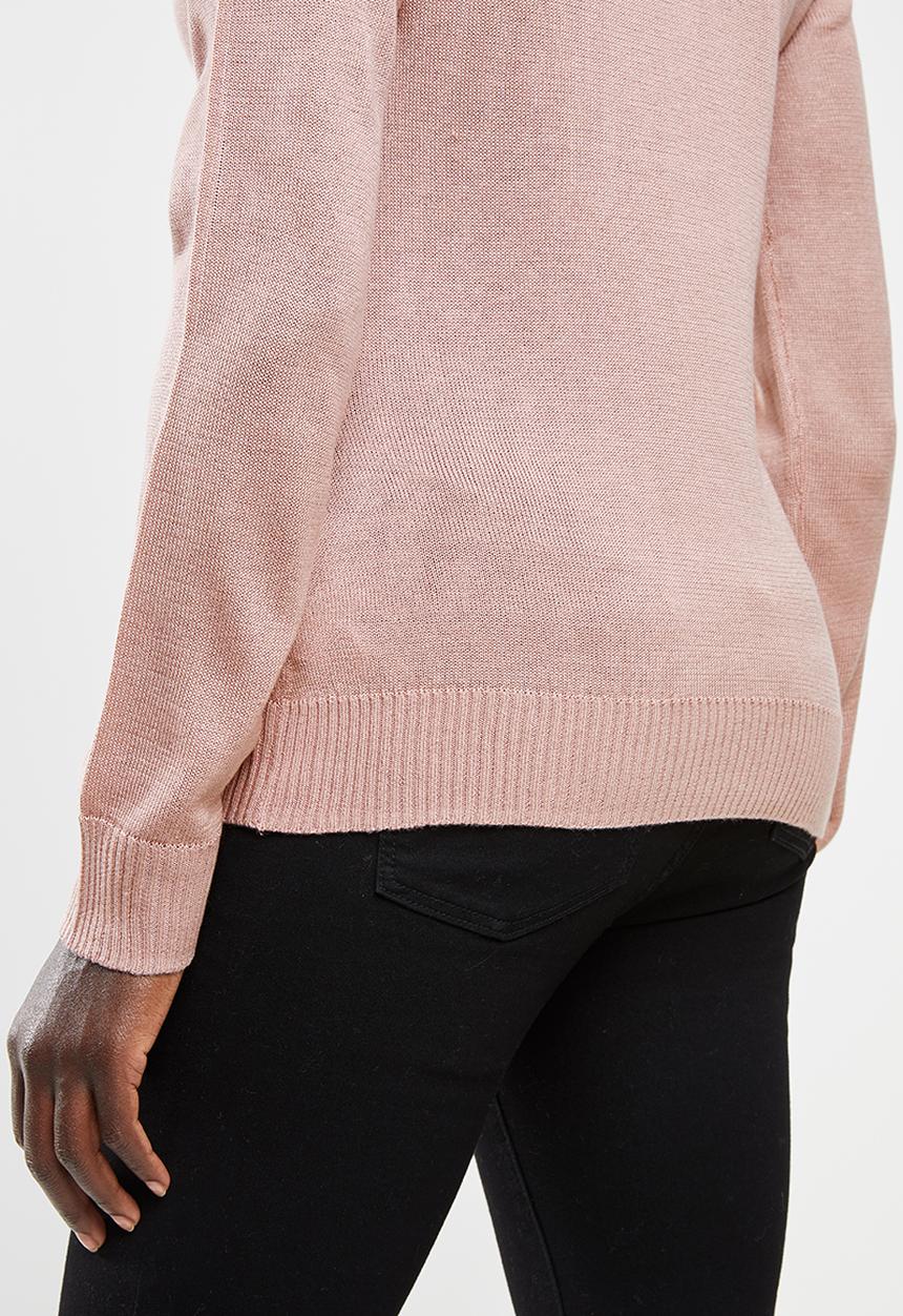 edit - Basic knit poloneck - dusty pink