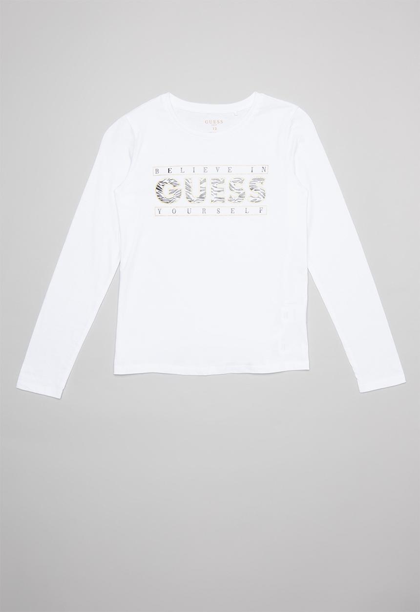 GUESS - Long sleeve guess cadey tee - white