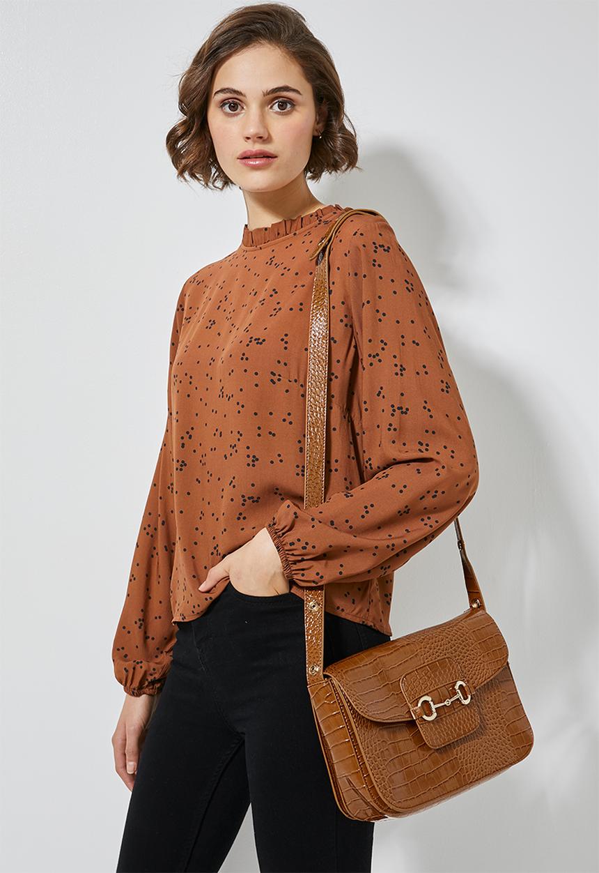Superbalist - Faux croc crossbody - tan