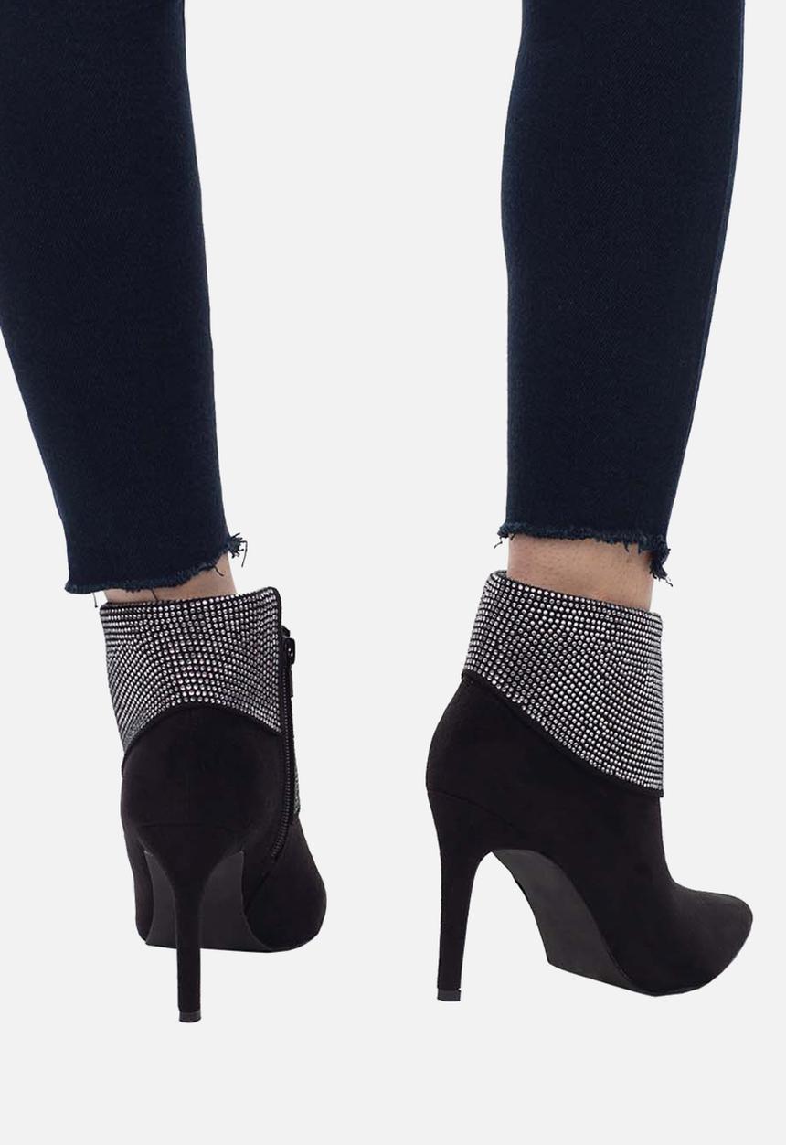 SISSY BOY - Blinging around ankle boot with bling flap - black