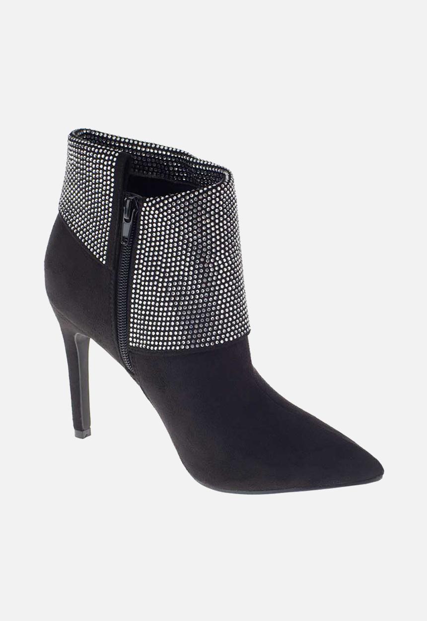 SISSY BOY - Blinging around ankle boot with bling flap - black