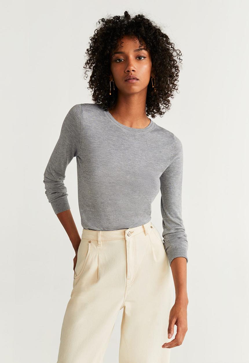 MANGO - Round neck jersey - grey