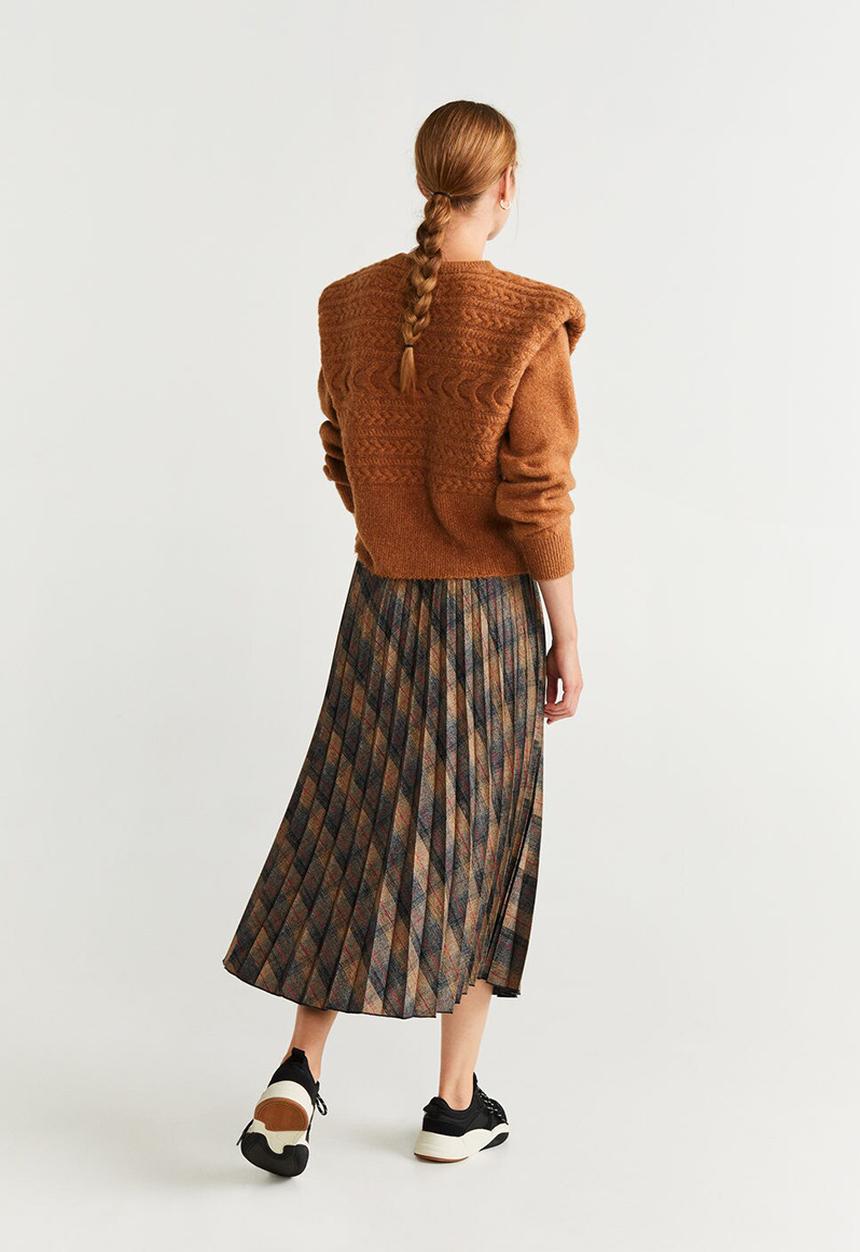 MANGO - Pleated skirt - brown