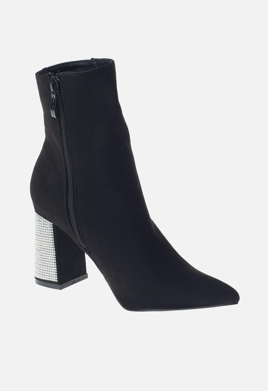 SISSY BOY - Blinged up ankle boot with bling block heel  - black