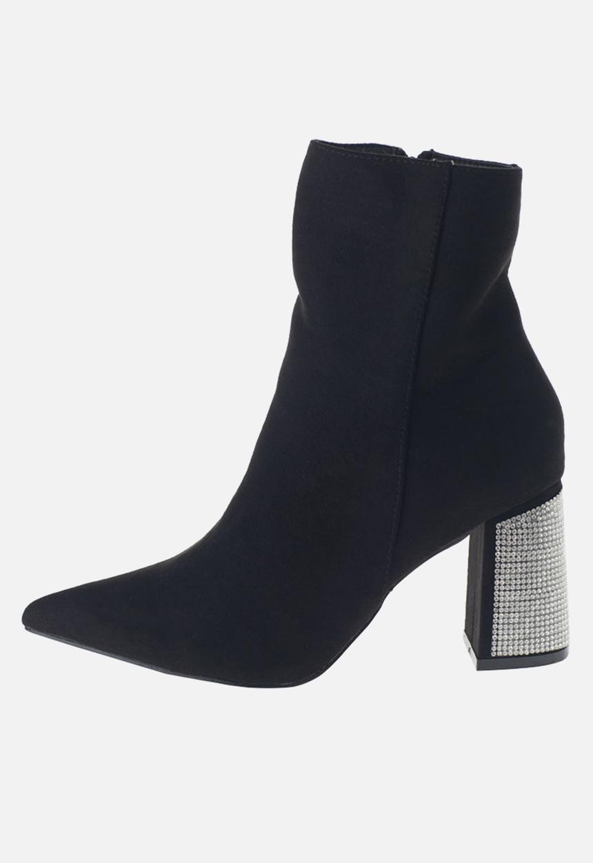 SISSY BOY - Blinged up ankle boot with bling block heel  - black