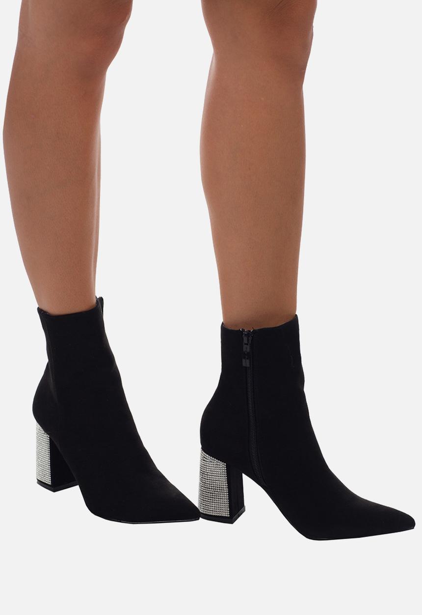SISSY BOY - Blinged up ankle boot with bling block heel  - black
