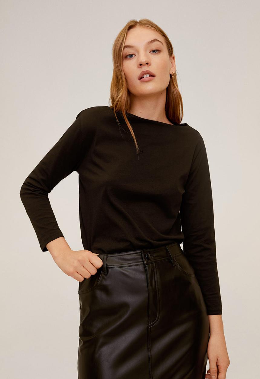 MANGO - T-shirt saco - black