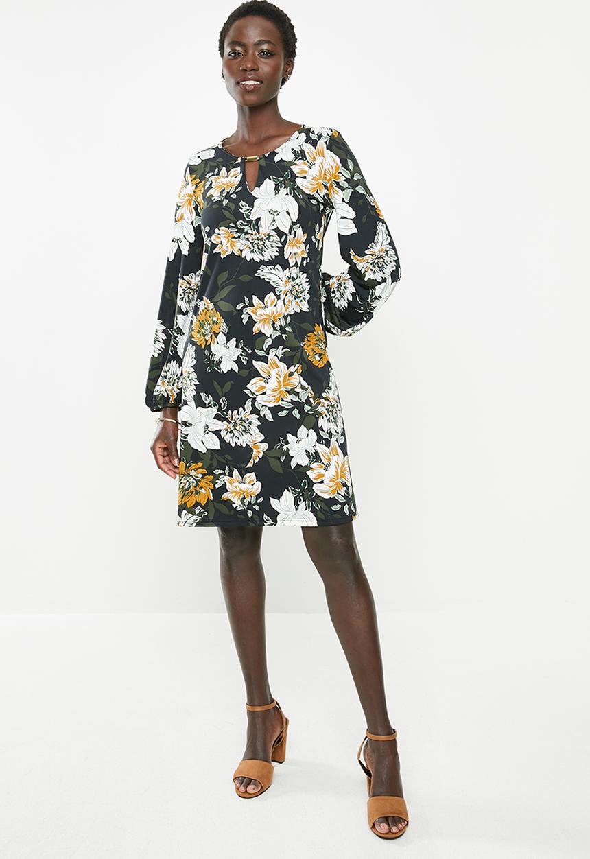 edit - Trim detail swing dress - multi
