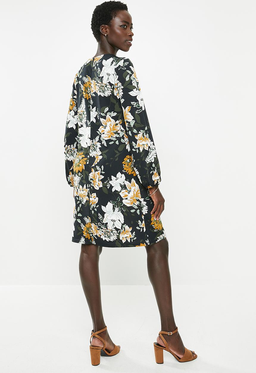 edit - Trim detail swing dress - multi