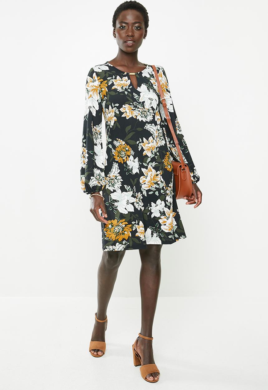 edit - Trim detail swing dress - multi