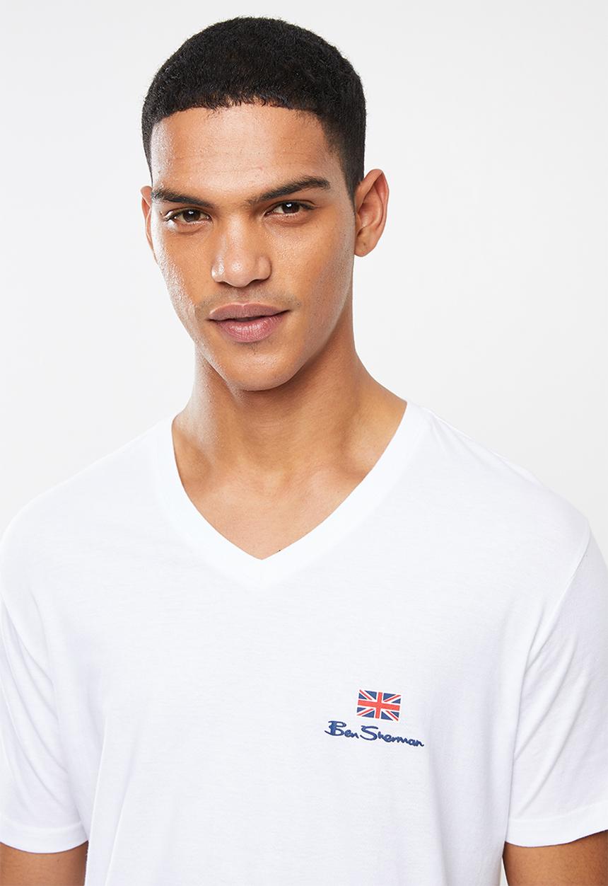 Ben Sherman - ESSENTIAL TEE V-NECK - WHITE