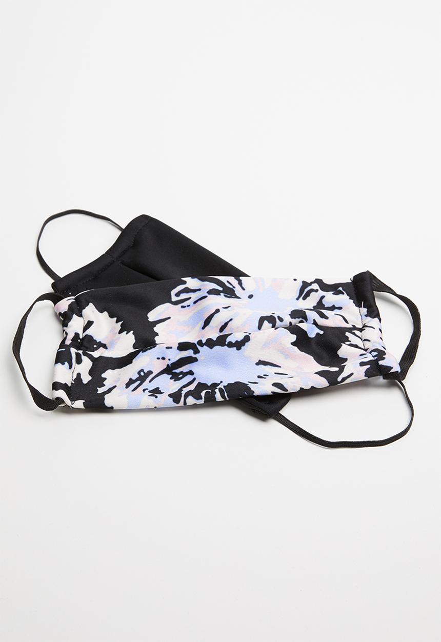 Superbalist - 2 Pack fabric mask - abstract floral & black